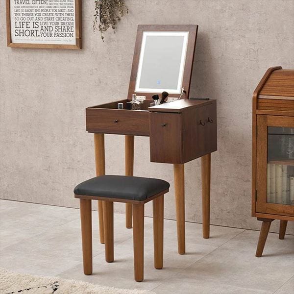 LEDライト付きドレッサー|幅51cm|ダークブラウン_0