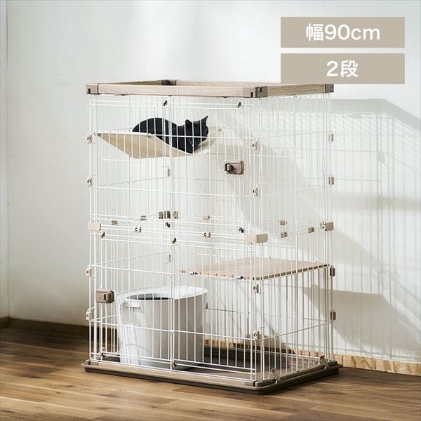 アイリスオーヤマ 猫 ケージ ウッディキャットケージ2段 ウッディキャットケージ 2段 ブラウン DCM 猫用室内用品 2段