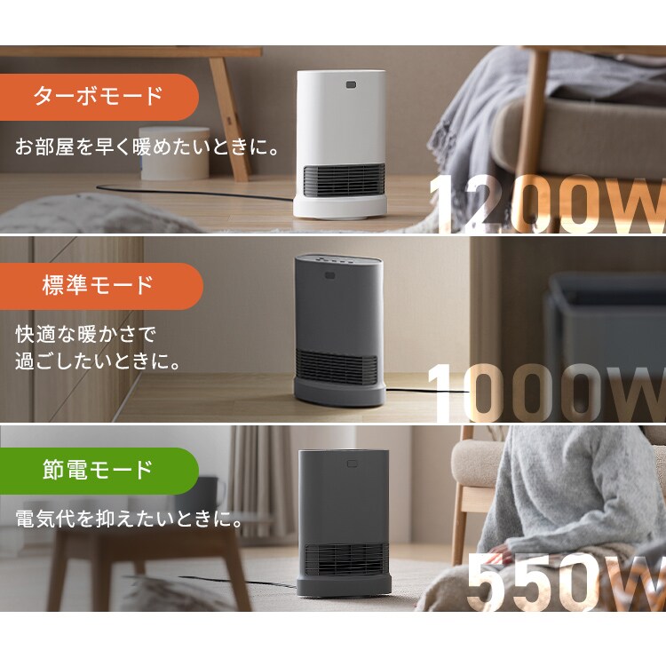 大風量セラミックファンヒーター|首振りWセンサー付き|グレー_9