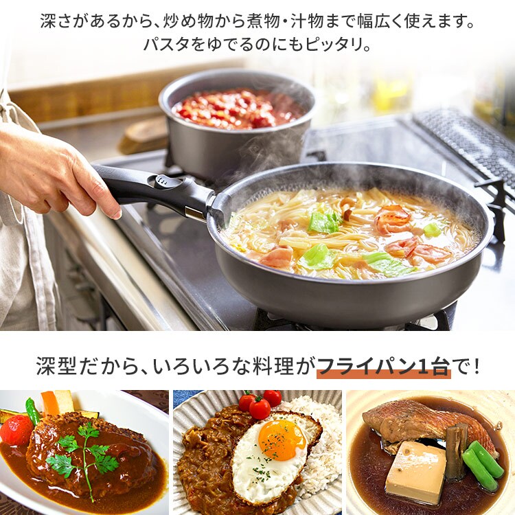 フライパン9点セット|ダイヤモンドコート|ガス火専用|ロイヤルグレー_5