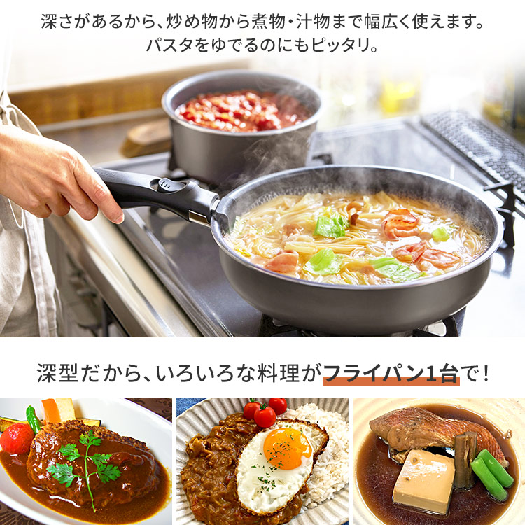 フライパン12点セット|ダイヤモンドコート|ガス火専用|ロイヤルグレー_5