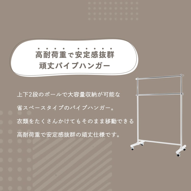 パイプハンガー 2段 耐荷重156kg CW3001-H5 シルバー 【プラザ