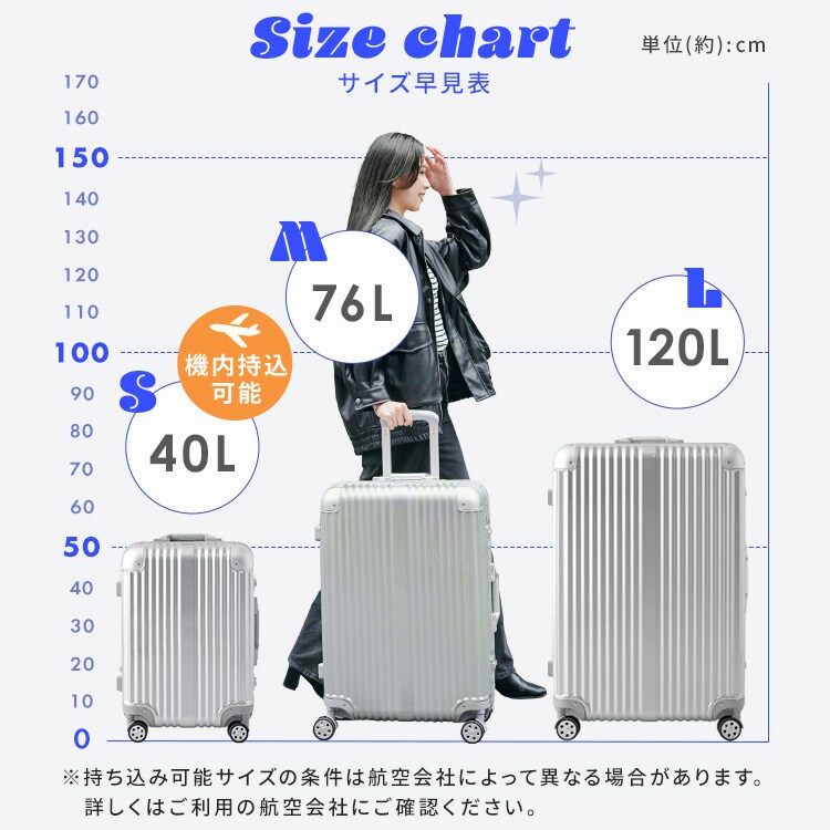アルミスーツケース 機内持ち込みOK 79L Mサイズ ブラック_4