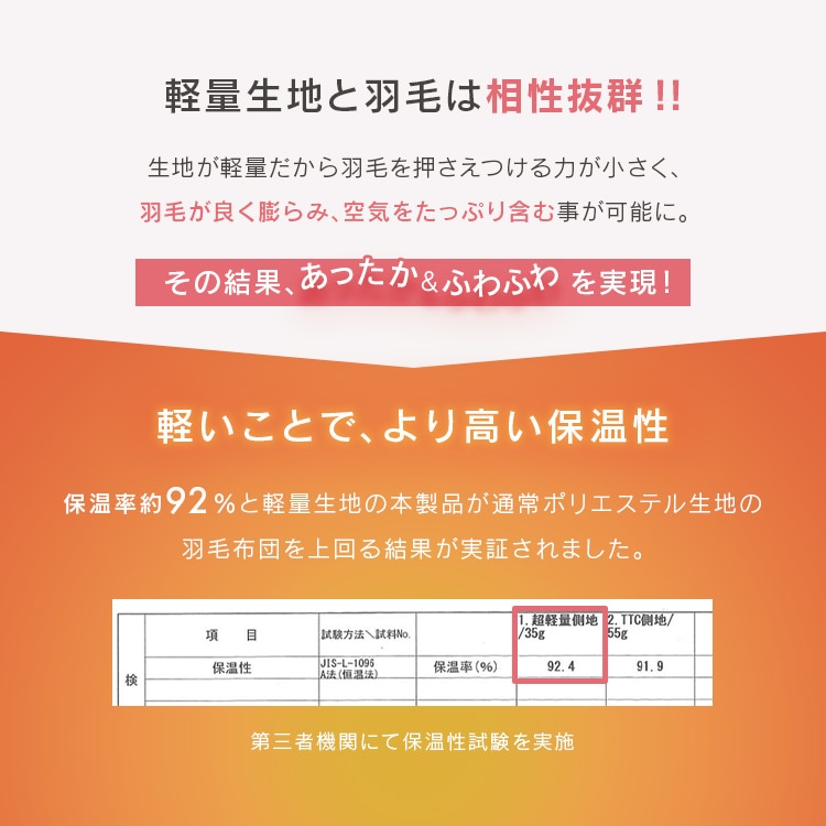 超軽量ダウン93%羽毛ふとん|全2色_6