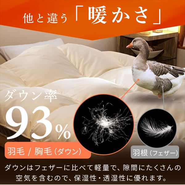 羽毛掛け布団 グレーグースダウン GGD93%（ハンガリー産） 1.4kg 無地