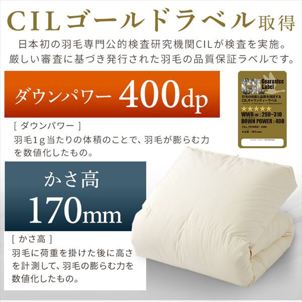 羽毛掛け布団 グレーグースダウン GGD93%（ハンガリー産） 1.4kg 無地