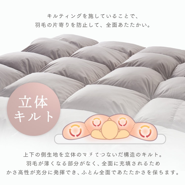 ダウン80%羽毛掛け布団|シングルロング|グレー_8