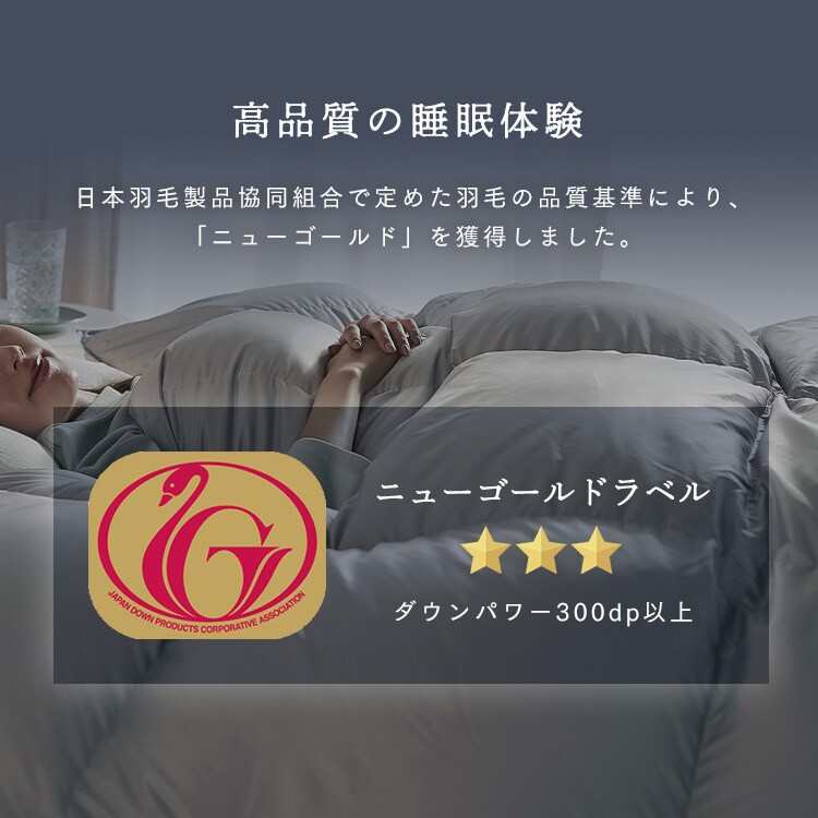 ダウン80%羽毛掛け布団|ダブルロング|グレー_2