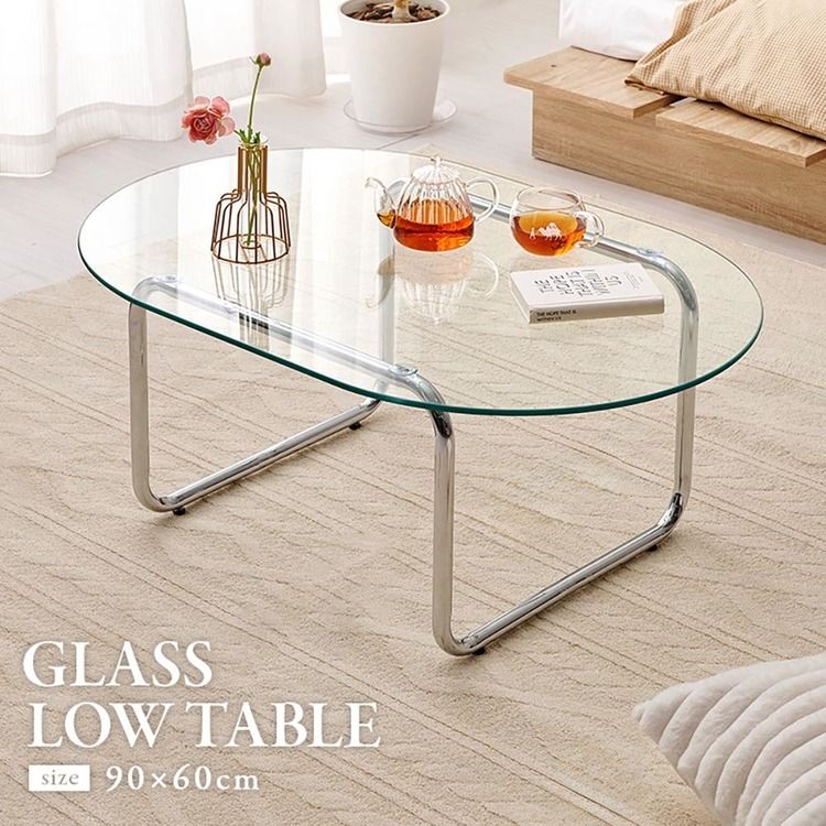 グロッシーガラステーブル|90×60cm_2