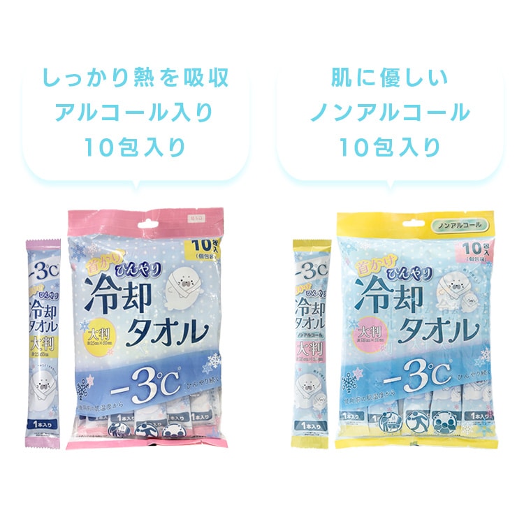 首かけ ひんやり 冷却タオル 5個セット 25×60cm 10本入り ノンアルコールタイプ_3