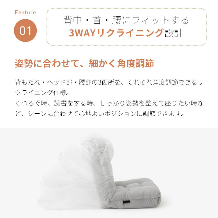 腰ケアフィット レバー式ランバーサポートボリューム座椅子_2