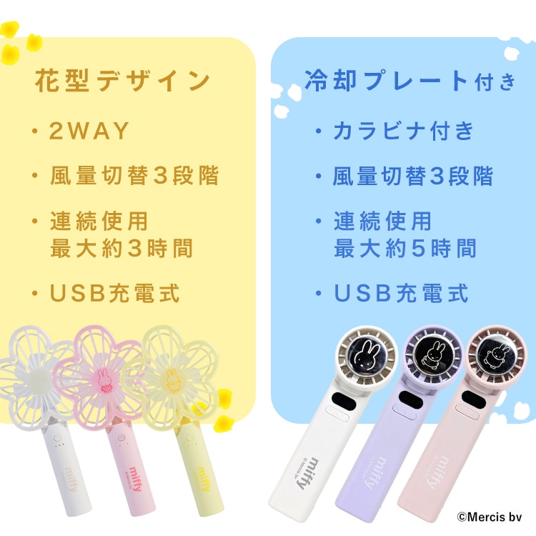 miffy 冷却プレート付ハンディファン 393-PXXP078 オフホワイト_3