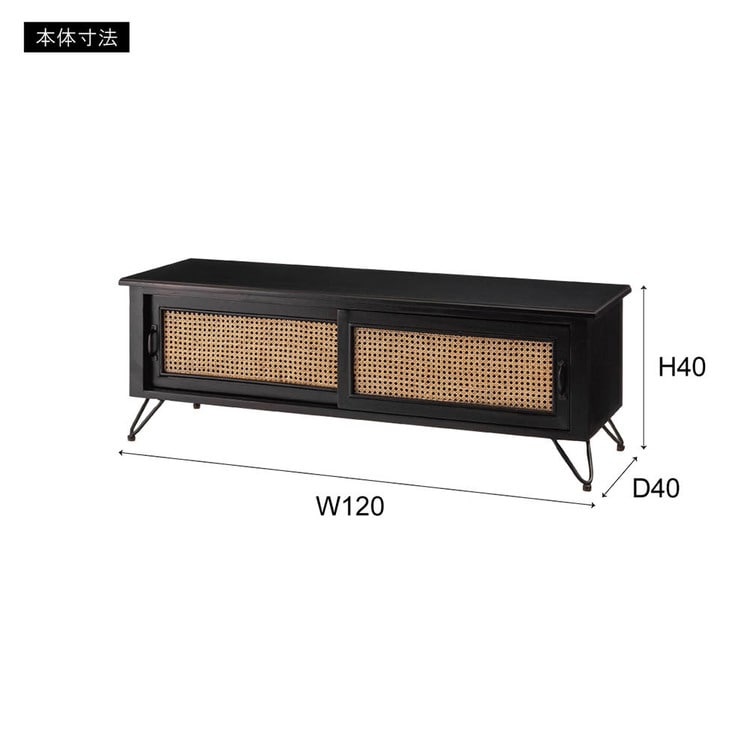 TVボード ブラック PM-335BK 幅120cm_5