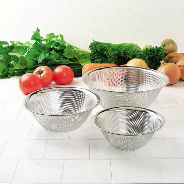 ステンレスボール&ストレーナー|6点セット(直径16cm+19cm+23cm:ボウルとストレーナー各1個ずつ)_2