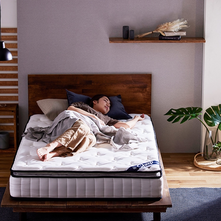 圧縮梱包 ポケットコイルマットレス ダブル薄型 厚み9㎝ ホワイト 在庫