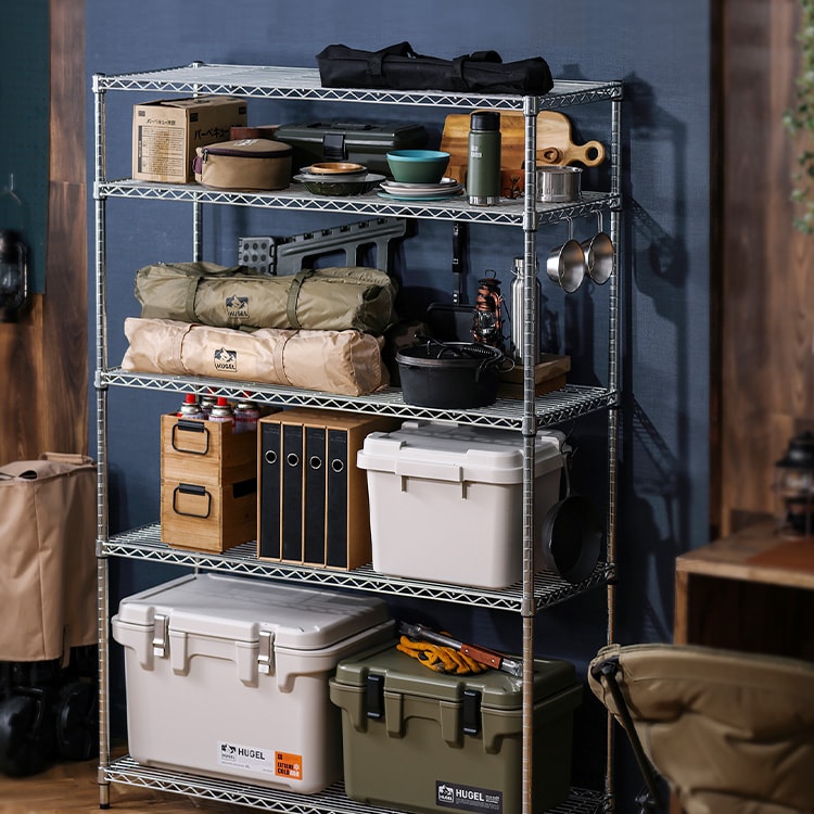 幅120cm】シンプルメタルラック（ポール直径25mm・棚板5枚） SMR-1218J