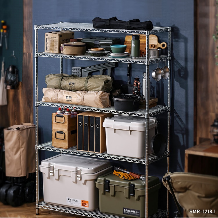 幅120cm】シンプルメタルラック（ポール直径25mm・棚板4枚） SMR-1215J