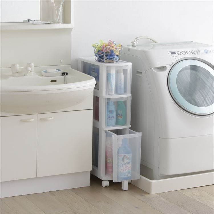 キッチンチェスト|ホワイト/クリア|3段|深型_1