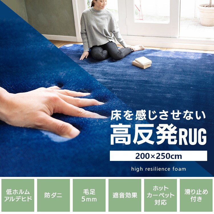 高反発ラグ 200×250cm グリーン【プラザセレクト】 7184753 │【公式